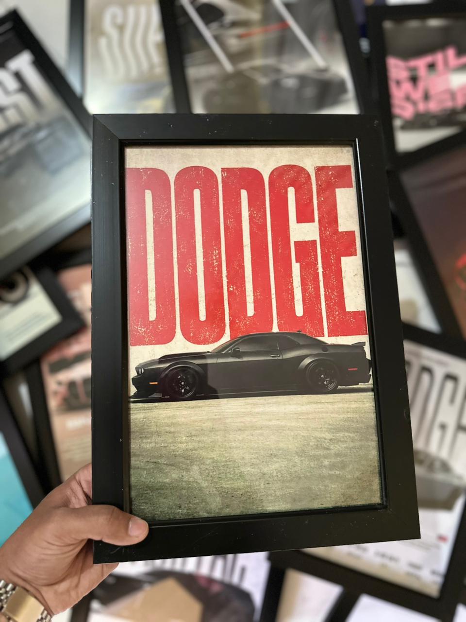 Black Dodge Challenger Premium Glass Frame