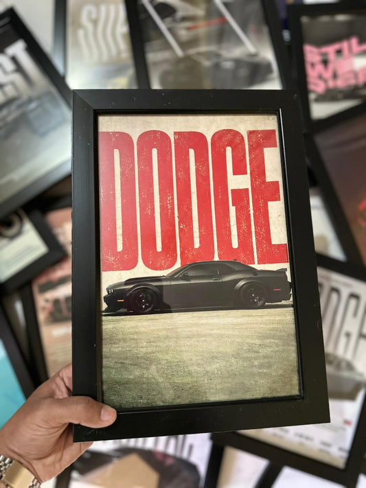Black Dodge Challenger Premium Glass Frame